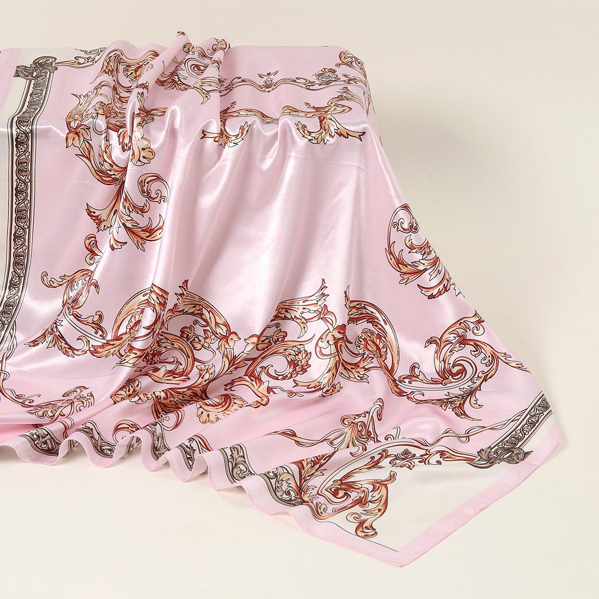 

Large Hijab Scarves For Women Fashion Print Soft Satin Scarf Female 90cmx90cm Luxury Brand Square Shawls Head Scarfs For Ladies 90x90CM