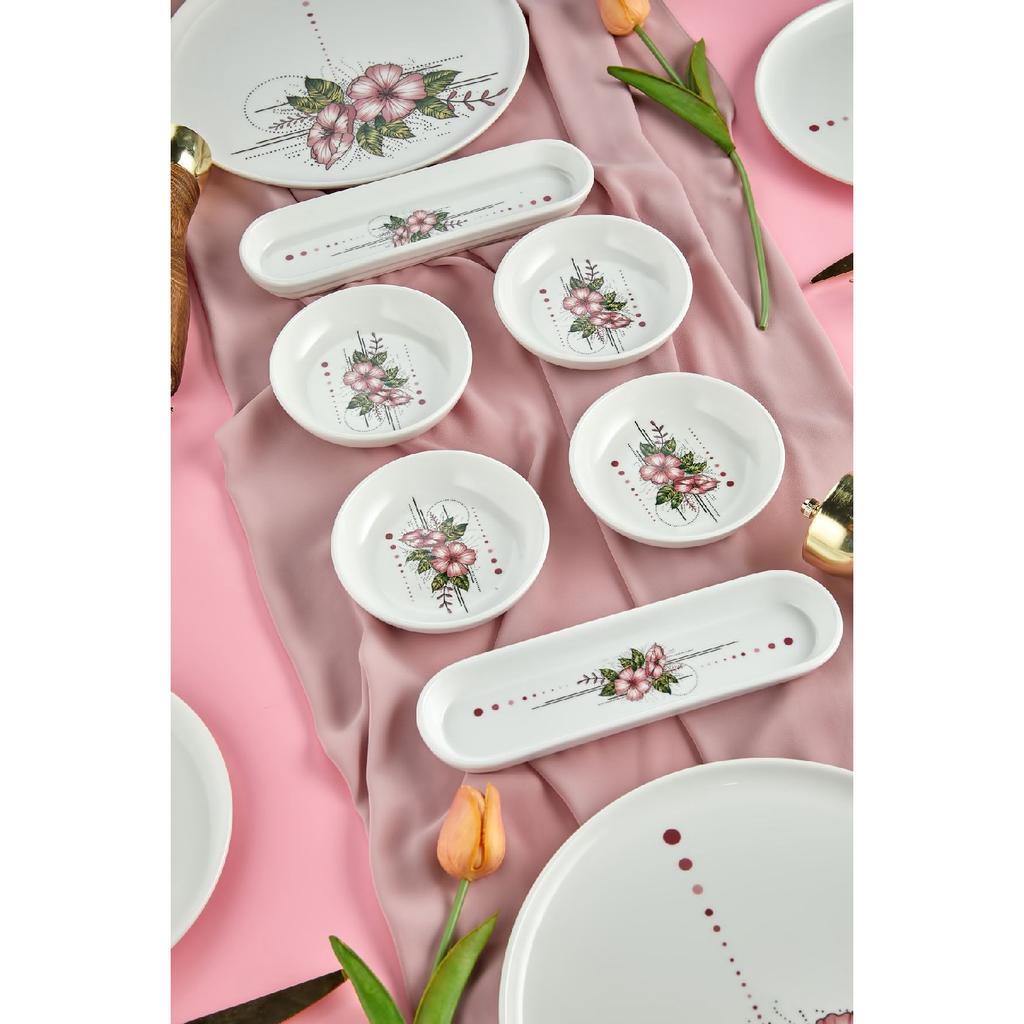 Lux Seramik Artless 18-teiliges Frühstücksset für 8 Personen, Rosa