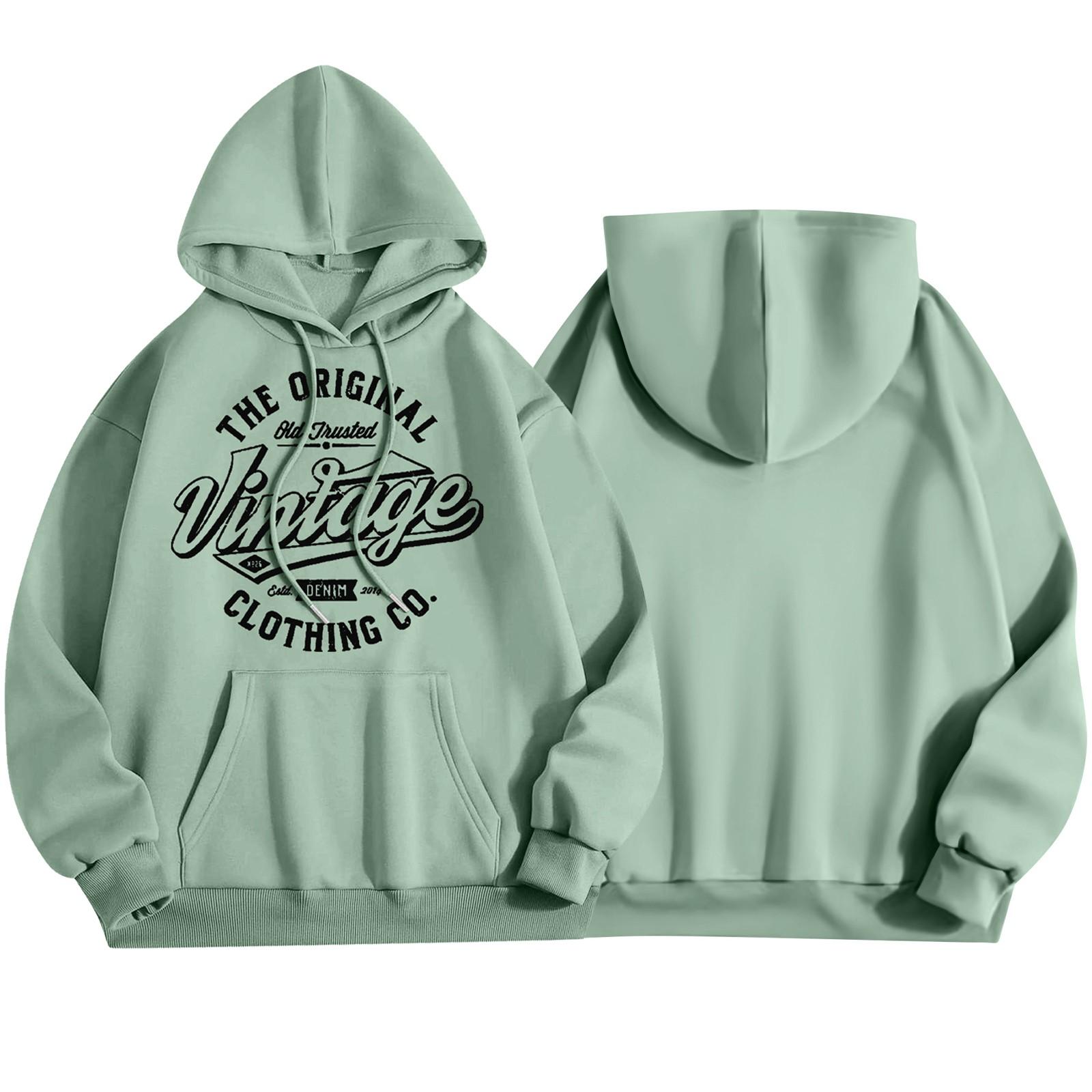 

Женская мода повседневная толстовка с капюшоном и круглым вырезом с длинным рукавом и принтом M зелёный