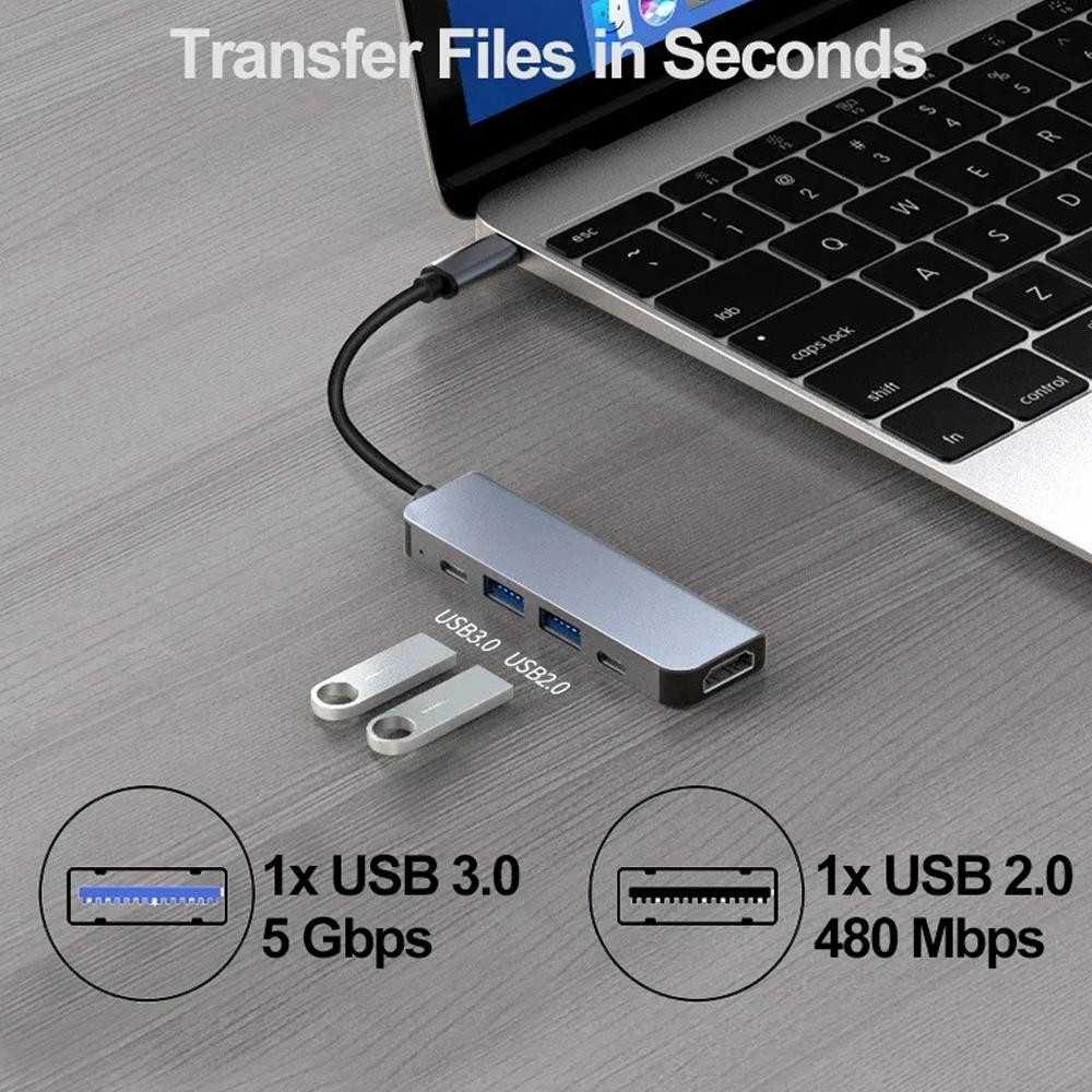USB C HUB 4K 30Hz PD100W Dock USB-C 3.1 Splitter Type-C USBC Docking Station Adapter for MacBook Laptop iPad Huawei USB 3.0 HUB