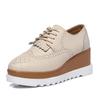Women's Oxford Flats - Genuine Leather Wingtips Lace-Up Comfort Brogue Derby Patent Platform Casual Shoes for Spring Autumn