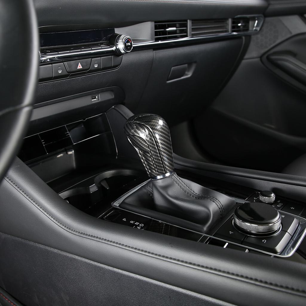 ABS Carbon Fiber Gear Shift Knob Head Cover Trim For Mazda 3 -
