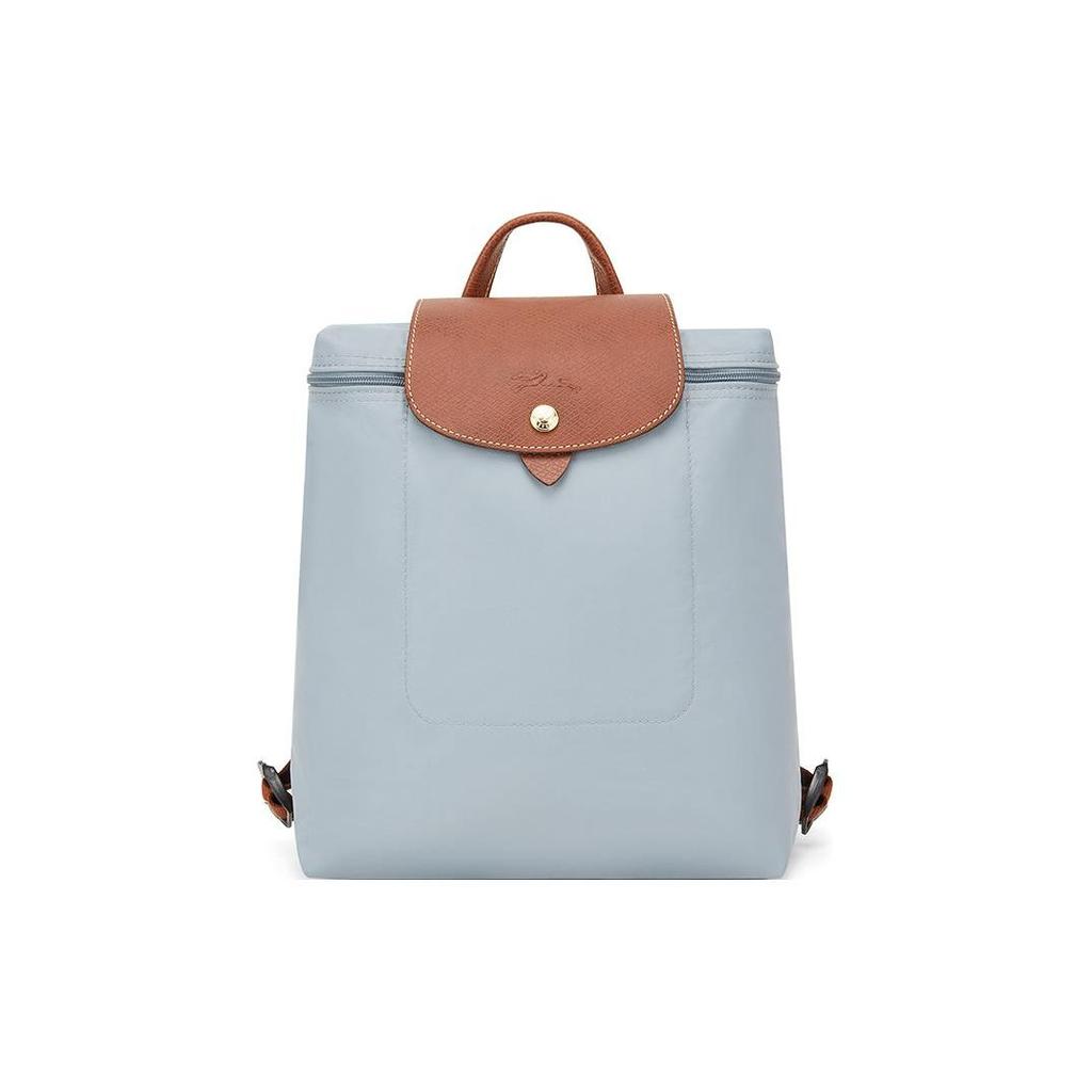 Longchamp Le Pliage Snap Zipper Closure Recycled Polyamide Canvas Backpack Women backpack Blue Brown 1699089P80