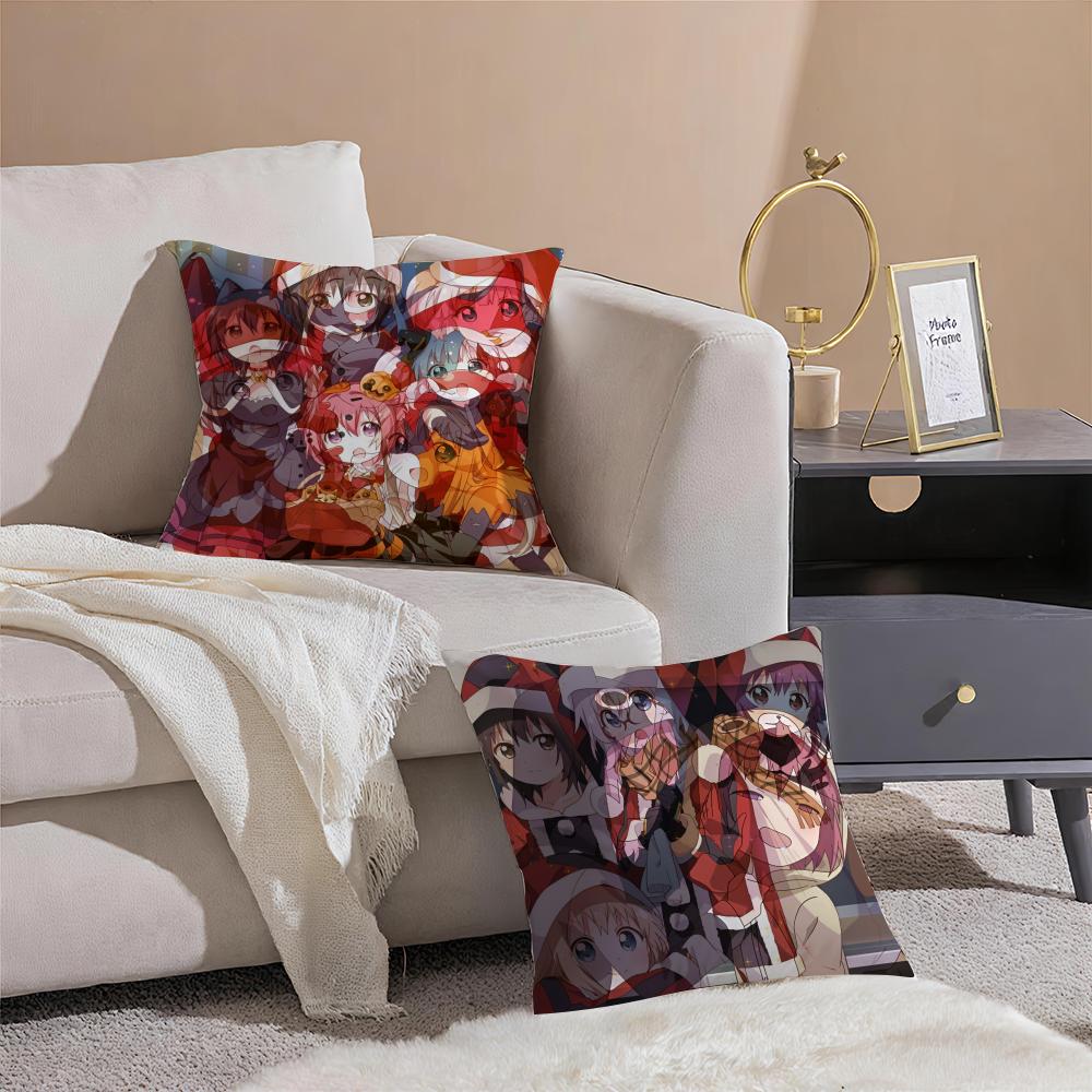 Beautiful Girl Romance Manga Y-Yuruyuri Pillow Case Sofa Living Room Bedroom Headboard Backrest Cushion Square Cushion