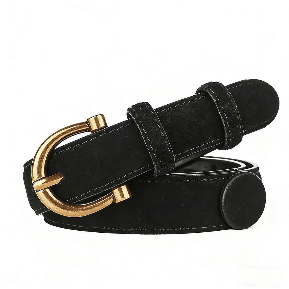 Women's Velvet Retro Fashion Leather Belt for High-End Jeans and Dresses