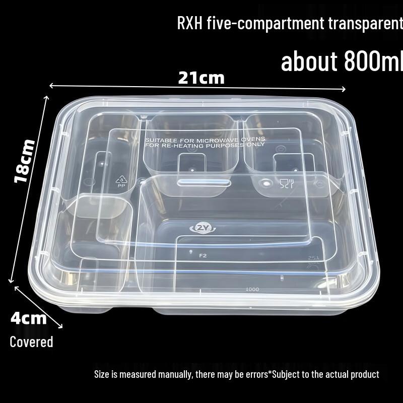 MOLUONA Disposable 5-Compartment Meal Prep Containers with Lids (150 Sets)