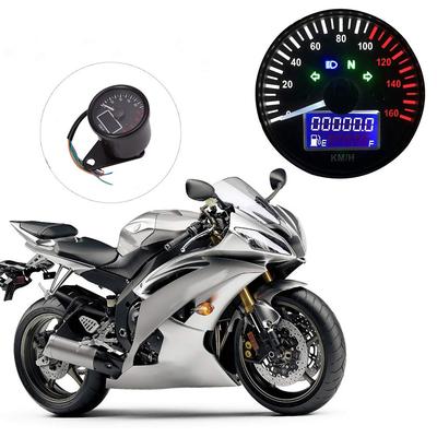 HANSWD Multifunction LED Meter for Motorcycles, Motorcycle Speedometer, Mileage, Backlight, Gasoline Meter, Universal Use, 160KMH DC12V (B)