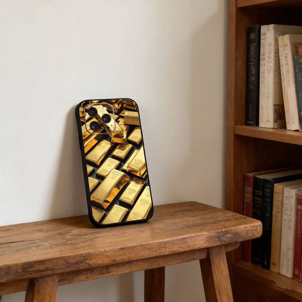 Money Gold Art Phone Case For iPhone17,16,15,14,13,12,11 Plus,Pro Magnetic For Magsafe Wireless Charging