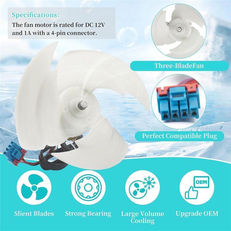 LLCS-EAU63103302 Refrigerator Condenser Fan Motor Assembly For Kenmore Replaces AP6235485 4509126 Fridge Fan Motor DC12V