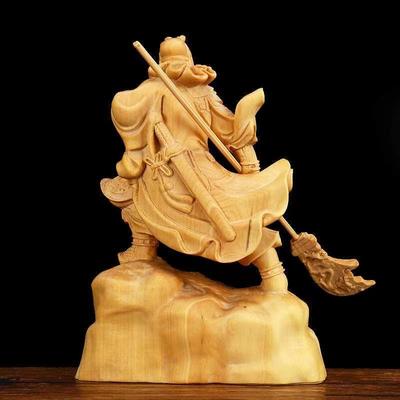 Natural Solid Wood Guan Gong Figure Decoration Statue Hand-carved Suitable for Home Living Room Room Office Decoration