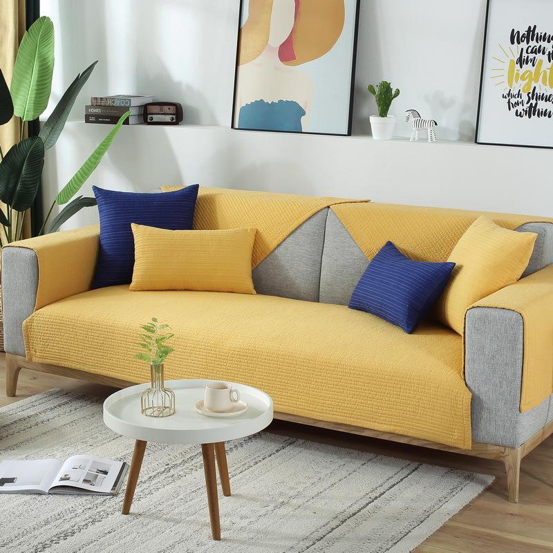 Sofa Cushion Universal In All Seasons, Cotton Fabric Non-Slip Seat Cushion, Simple Modern Solid Wood Nordic Sofa Cover, Sofa Towel Cover
