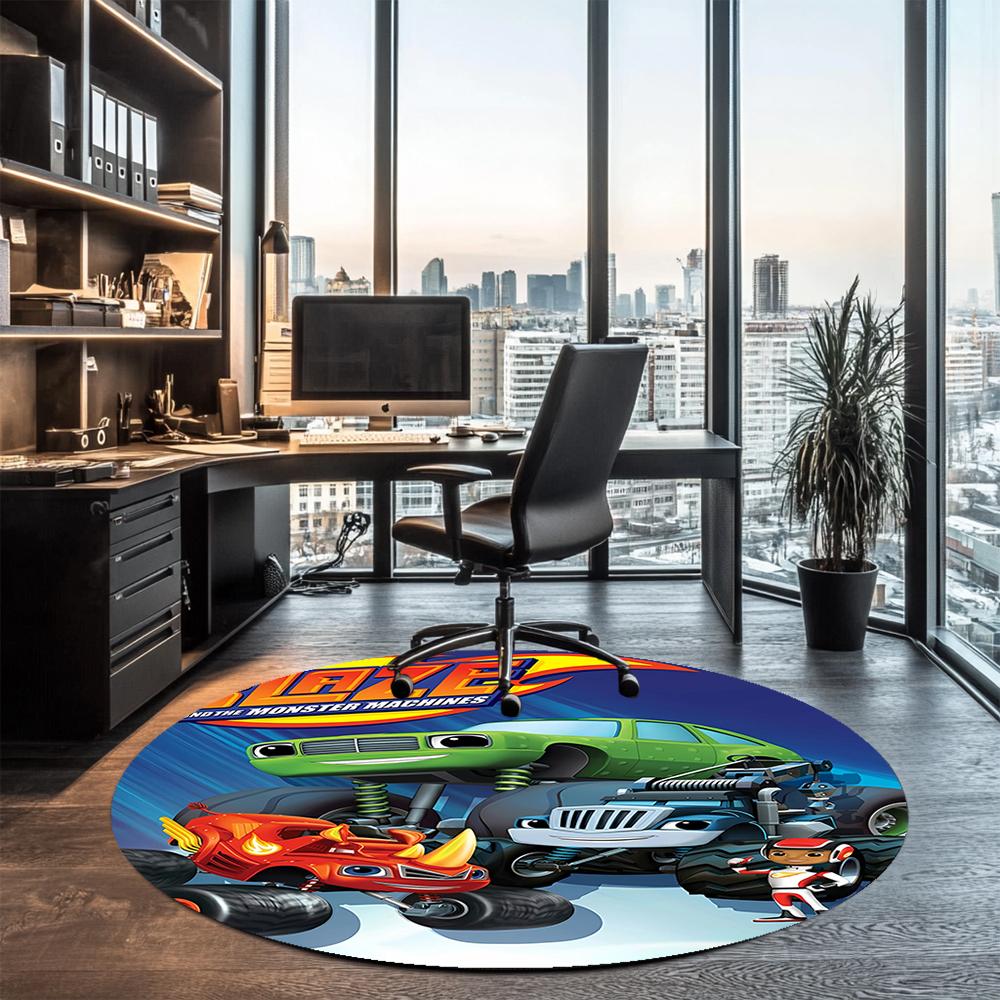 Truck Printed Round Rug Carpet Chair Rug Area Rug Entryway Doormats,for Office Chair Living Room Bedroom Kitchen Room.