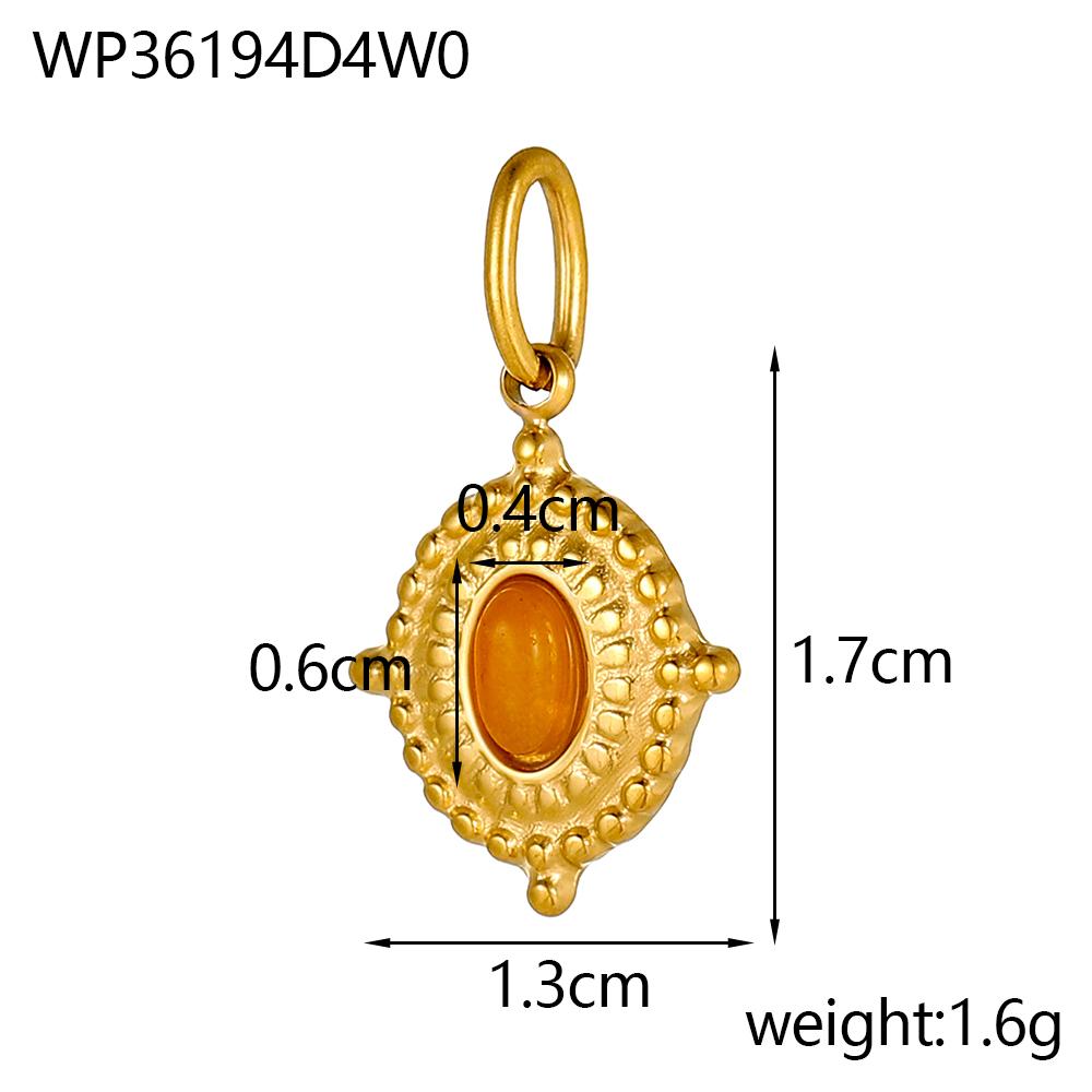 CARLIDANA Luxury Gold Plated Stainless Steel Charm Evil Eye Oval Heart Flower Colorful Natural Stone DIY Jewelry Making Women