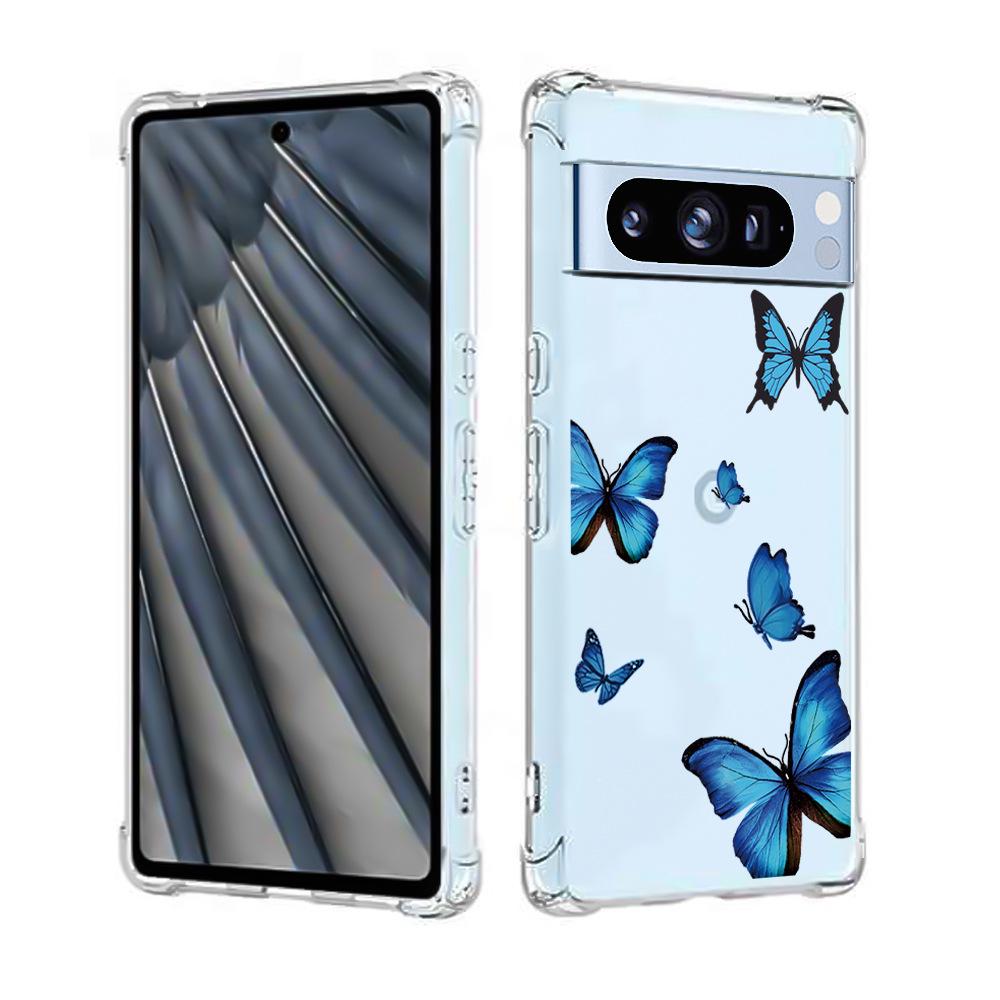 Průhledné TPU pouzdro Google Pixel 8 proti pádu s roztomilým designem koček a psů