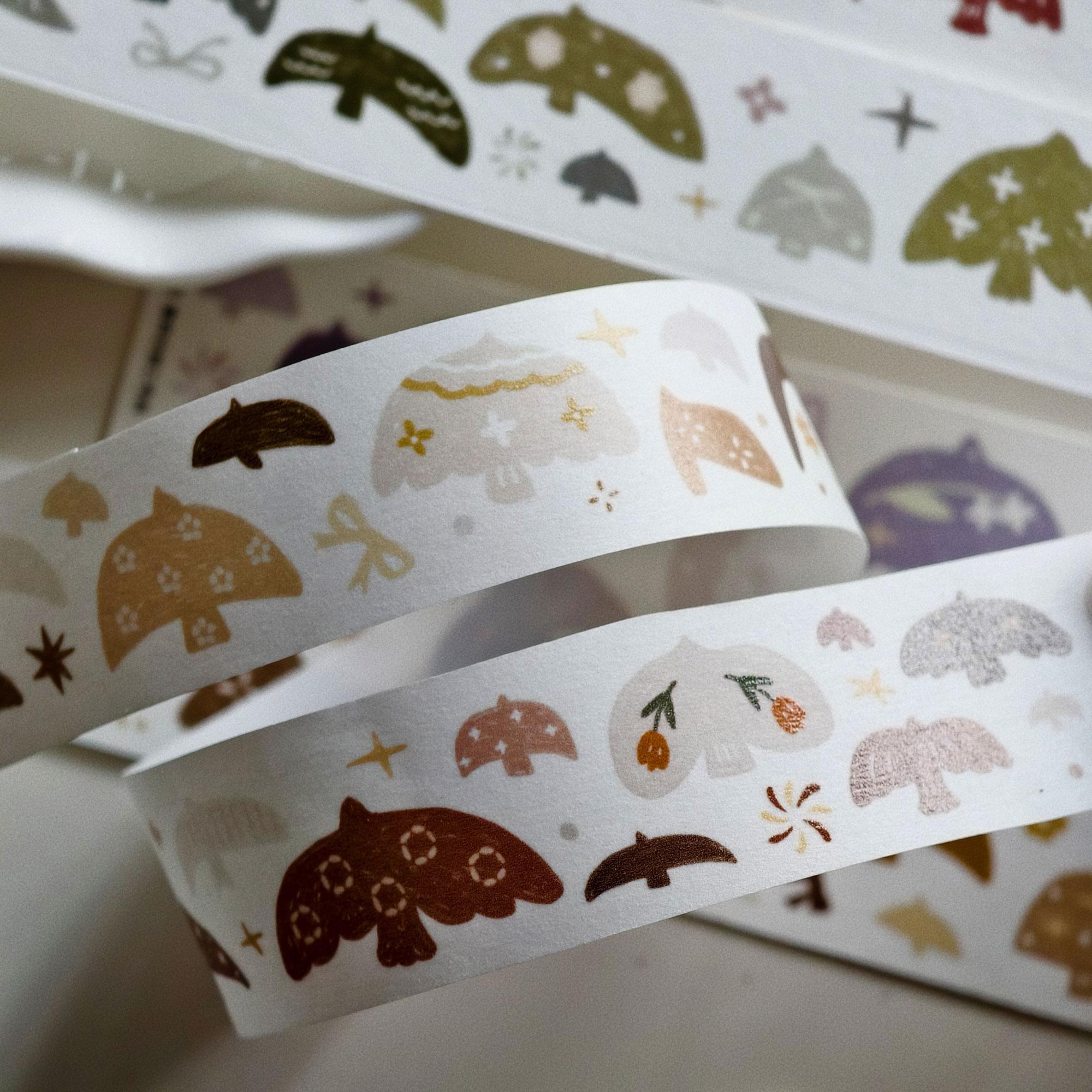 Light Retro Salt Style Journal Washi Tape Stickers - Rainbow Birds PET Design 5m