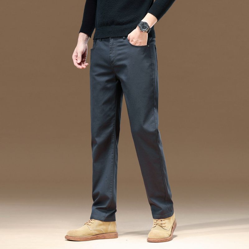 Men's Slim-Fit Casual Pants Made of Pure Cotton, 2024 New Spring/Autumn Style, Loose Straight-Leg Business Versatile Long Pants