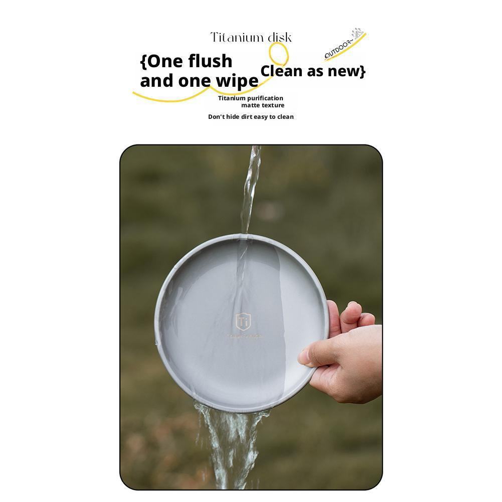 Titanium Camping Plate Tableware Portable Circular Dining Plate Dinnerwarefor Cooking Picnic Hiking Camping Backpacking Travel