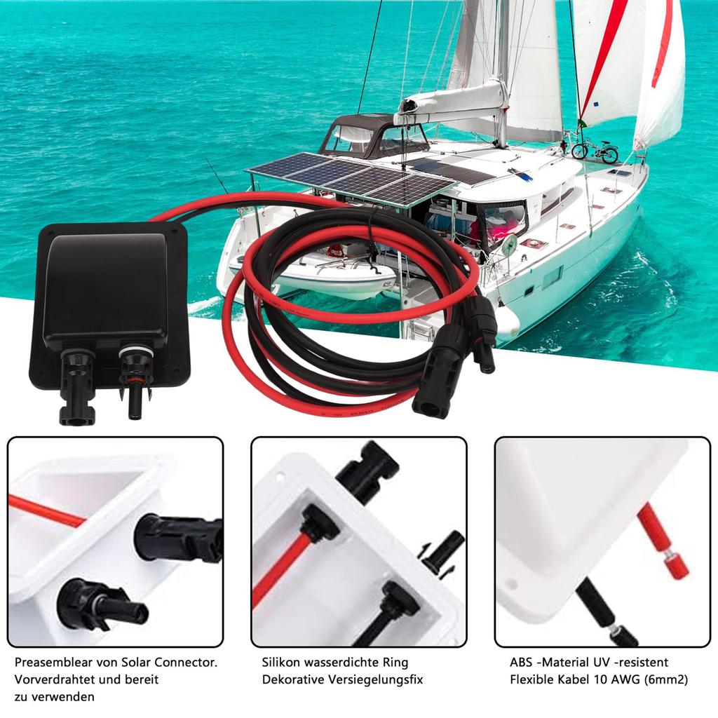 Practical Waterproof ABS Solar Cable Entry With 10AWG Wire Convenient Accessory for Campers Roof Easy Installation