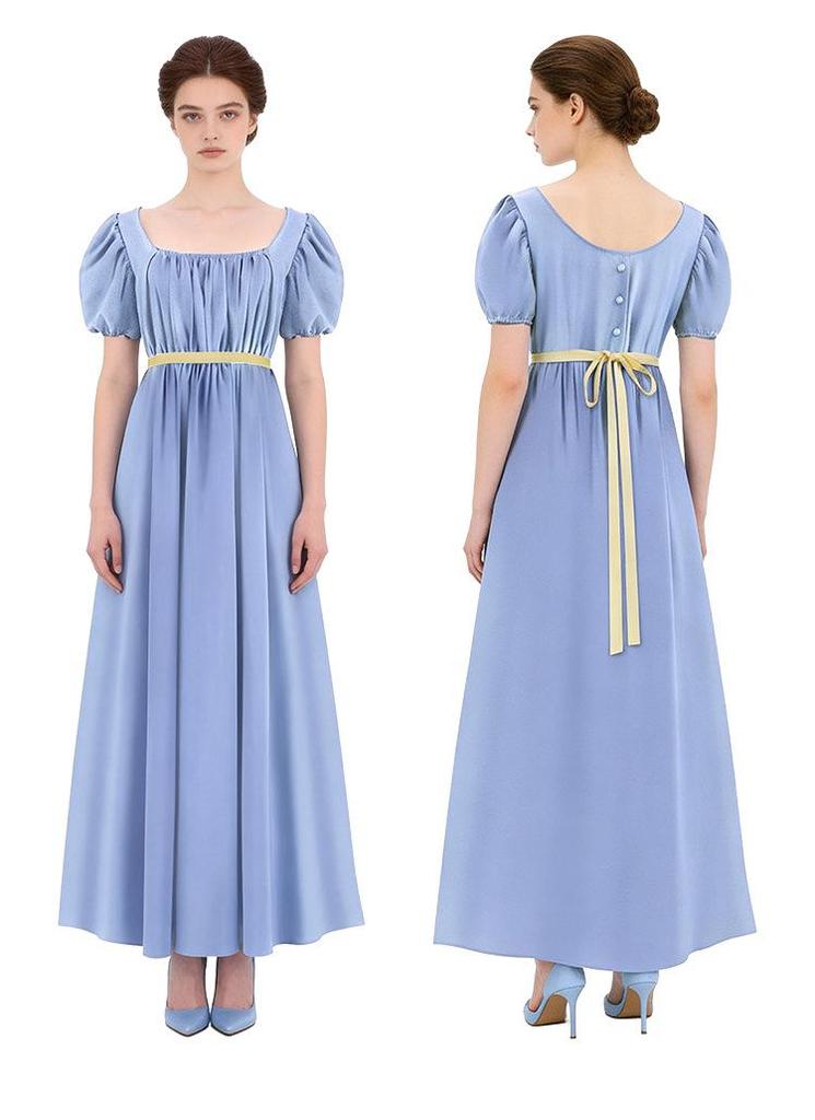 Bridgerton Regency Kleid: Hochtailliertes viktorianisches Kleid für Halloween & Teepartys