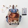 Ethnic Style Embroidered Elephantcanvas Backpack With Inner Pouch For Casual Outings And School Use