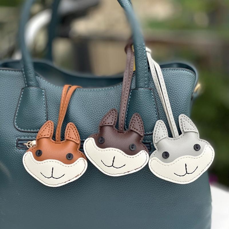 Cute Husky Puppy Design Keychain For Keys Bags Car Decoration Soft PU Leather Keyring Fashionable Accessory Gift