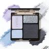 4-Farben Glitzer Matte Lidschattenpalette | Weiß-Graue Nuancen, Hochpigmentiertes Langlebiges Augen-Make-up für den Täglichen Gebrauch & Partys