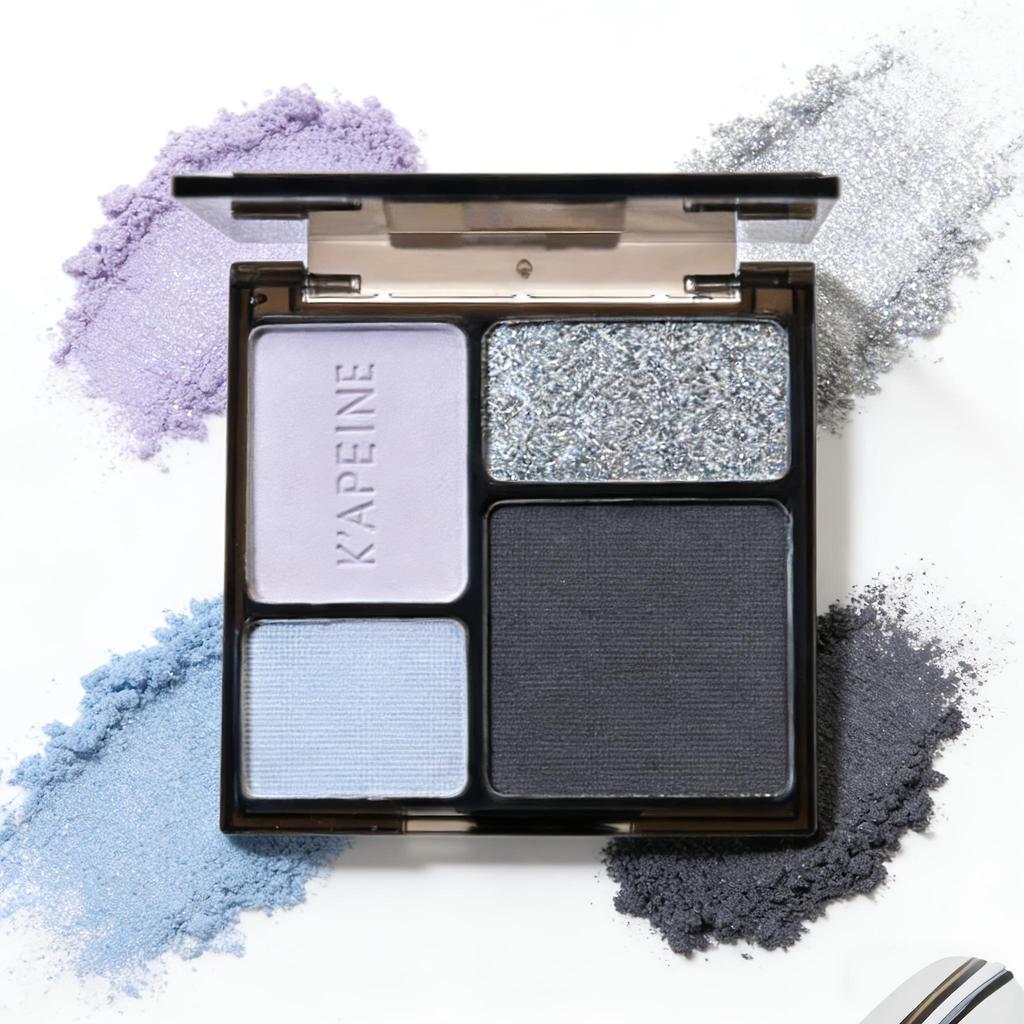 4-Farben Glitzer Matte Lidschattenpalette | Weiß-Graue Nuancen, Hochpigmentiertes Langlebiges Augen-Make-up für den Täglichen Gebrauch & Partys