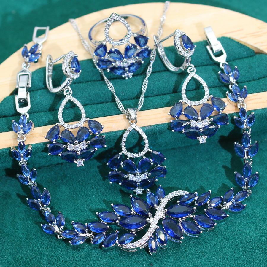 

Европейские и N Light Роскошные Ожерелья Серьги Браслет Комплект Ювелирных Изделий Цепь Роскошные Супер Сверкающие Цирконы Свадебное Платье Вечернее Платье 10 yards