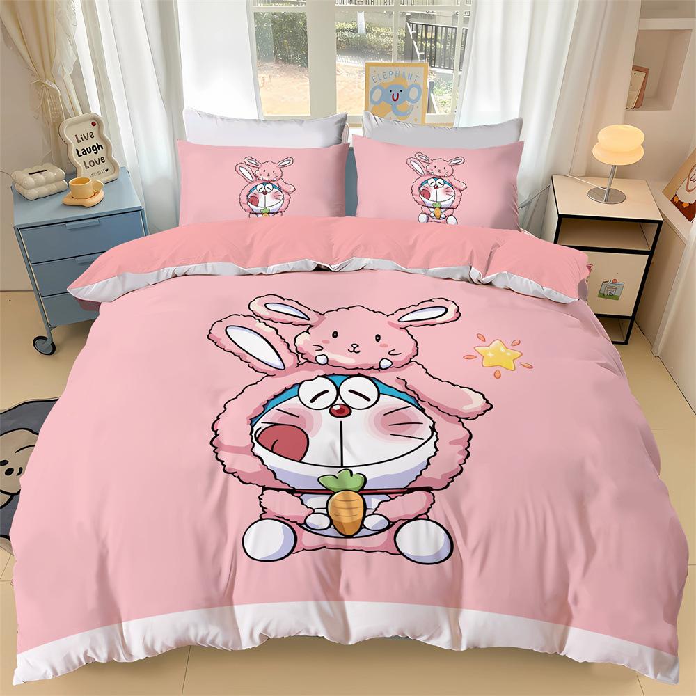 Japanese Anime Dora-emon Quilt Duvet Pillowcase 3D Printed D-Doraemon Bedding Set Duvet Cover for Children and Girls Boys Teen