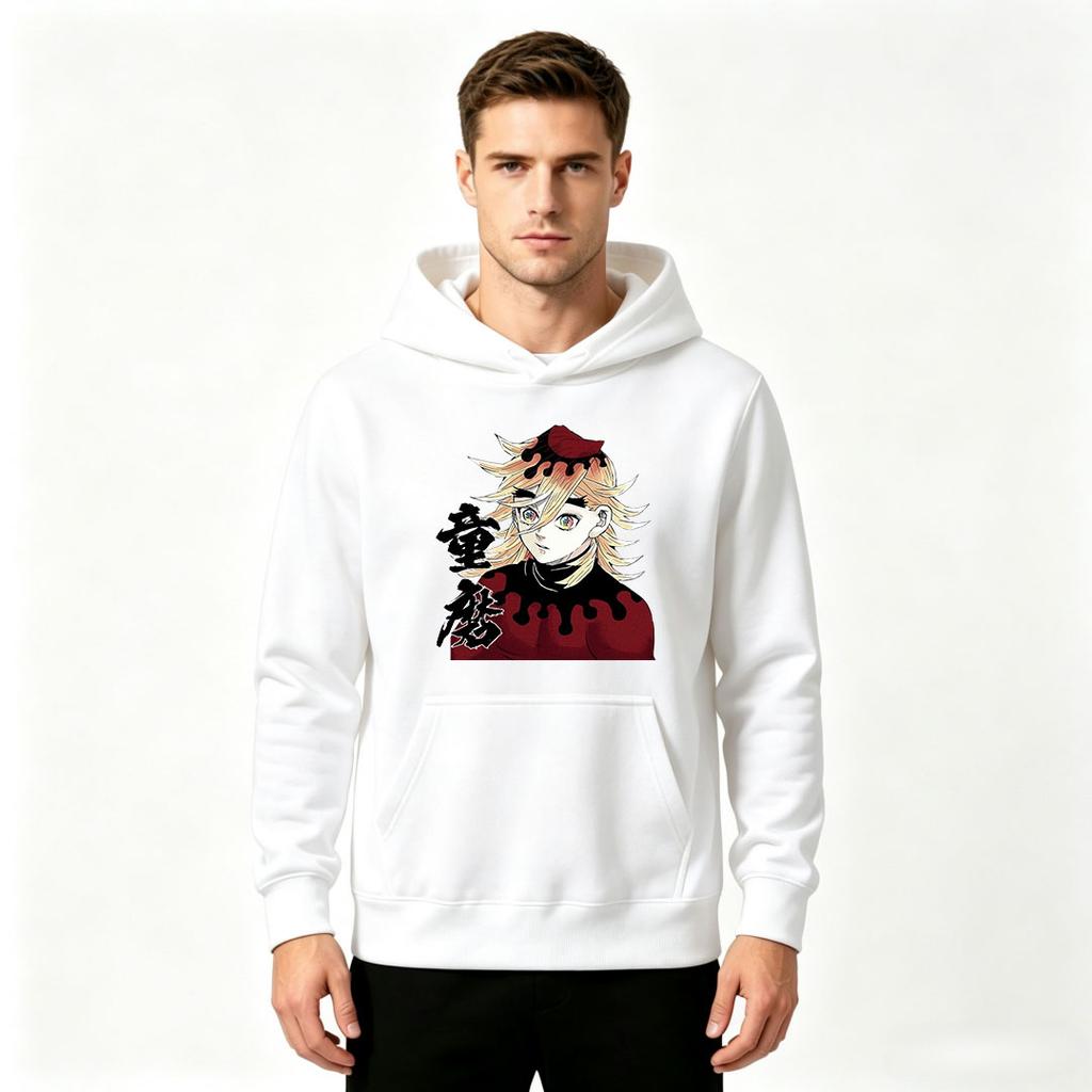 Men Anime Character Printed Pullover Hoodie Casual Long Sleeve Comfortable Sweatshirt for Daily Wear