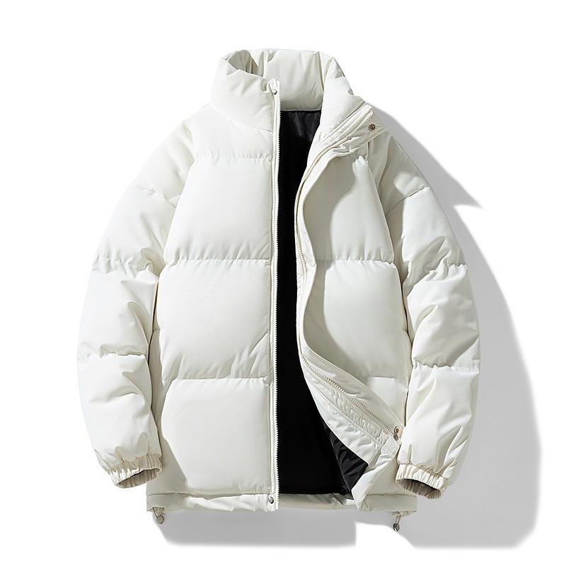 Unisex Oversized Daunenjacke Winter Warm Baumwollmantel Stehkragen Lockerer Schnitt Einfarbig Herren Damen M-8XL