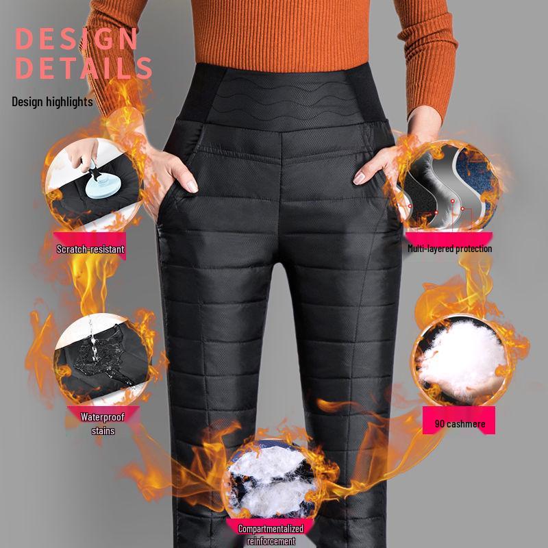 Pantalon d'hiver chaud pour femmes à taille haute et épaissi - Coupe amincissante, Grande taille, Doublé polaire, Vêtement chaud pour l'hiver pour femmes d'âge moyen et âgées