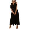 Women's Fashion Slim Sexy Ruffle Sleeve Chiffon Pleated Skirt Solid Color Dress