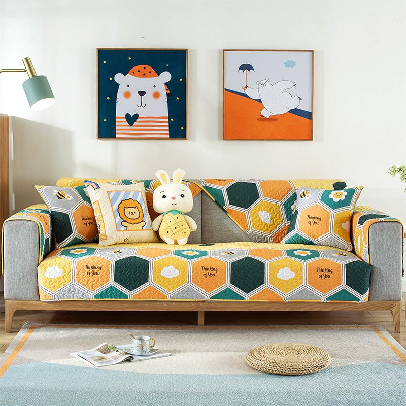 New Cotton Non-slip Sofa Cushion Cartoon Style Sofa Cover