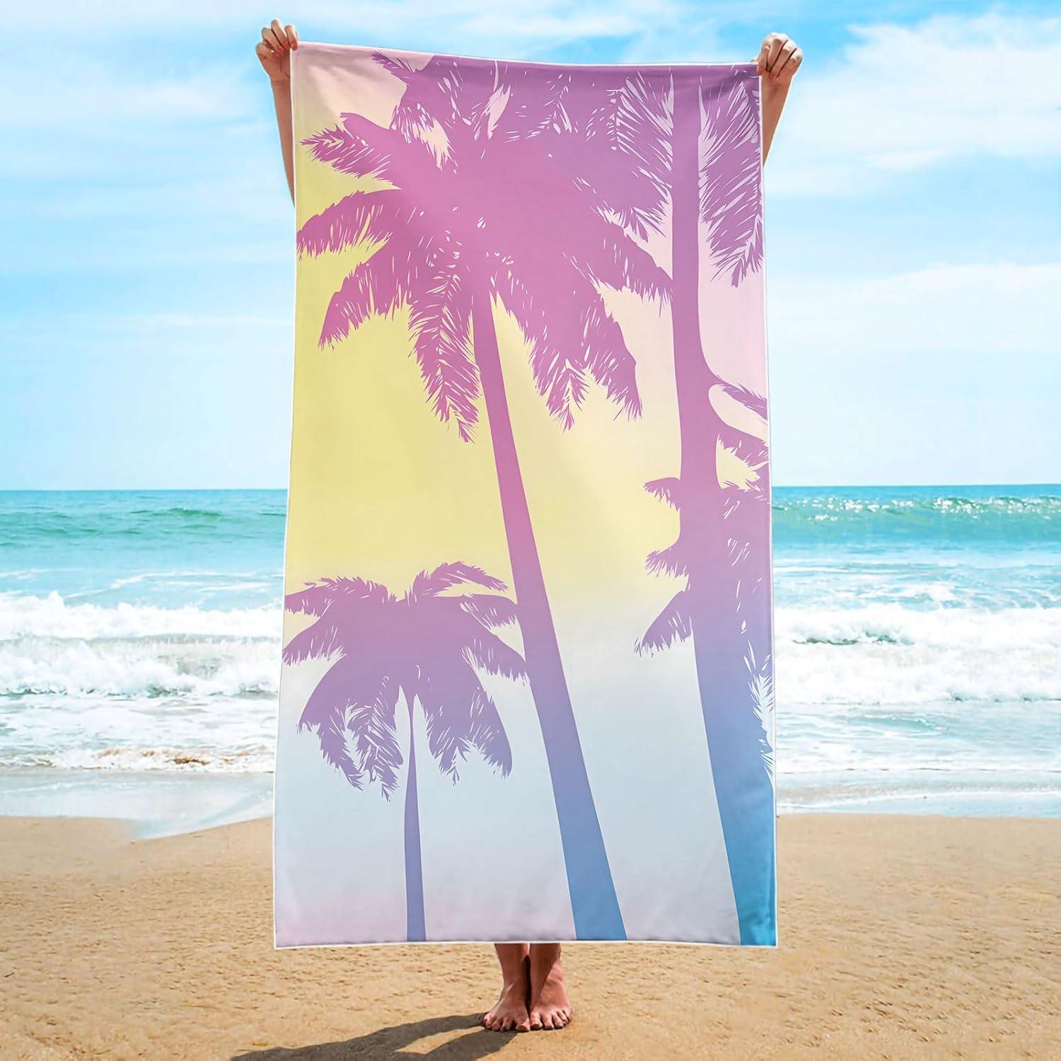 

Summer Vacation Surfboard Lifebuoy Anchor Print Beach Towel Nautical Holiday Beach Blanket Soft Quick Dry Sand Free Swim Towel W40*H60(CM)