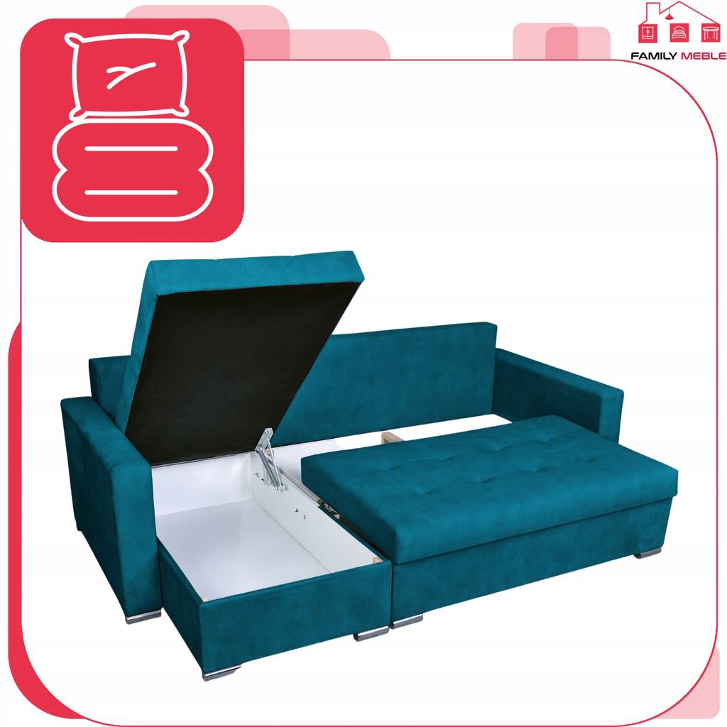 Varius Corner Sofa Bed with Sleeping Function Family Furniture Corner Sofa Turquoise