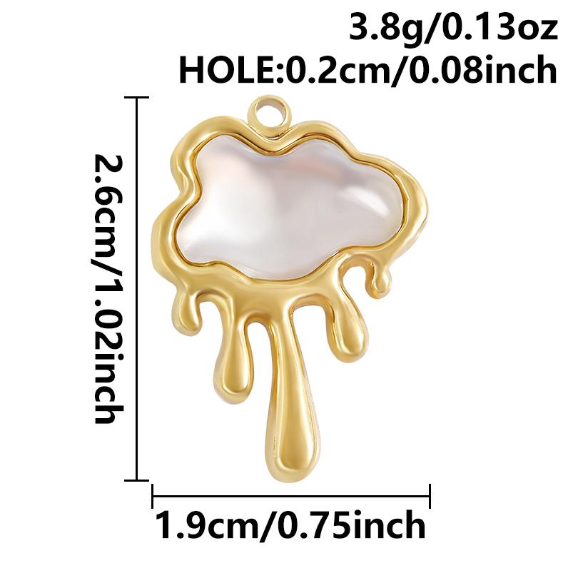 2pcs White Shell Oil Dripping Charm Real Gold Plated Love Round Water Droplet Stainless Steel Charms For Jewelry Making Supplies