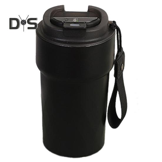 

Изолированная кружка, 510 мл, дисплей температуры, портативная портативная кофейная чашка из нержавеющей стали со шнурком и герметичной крышкой, дорожная кофейная чашка чёрный