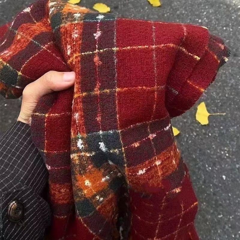 Angela red berry star christmas plaid scarf women autumn and winter christmas thickening atmosphere scarf gift