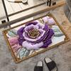 Floor Mat Non-Slip Rubber Backing Absorbent Quick-Drying Bath Rug Retro Style 3D Flower Pattern Kitchen Shower