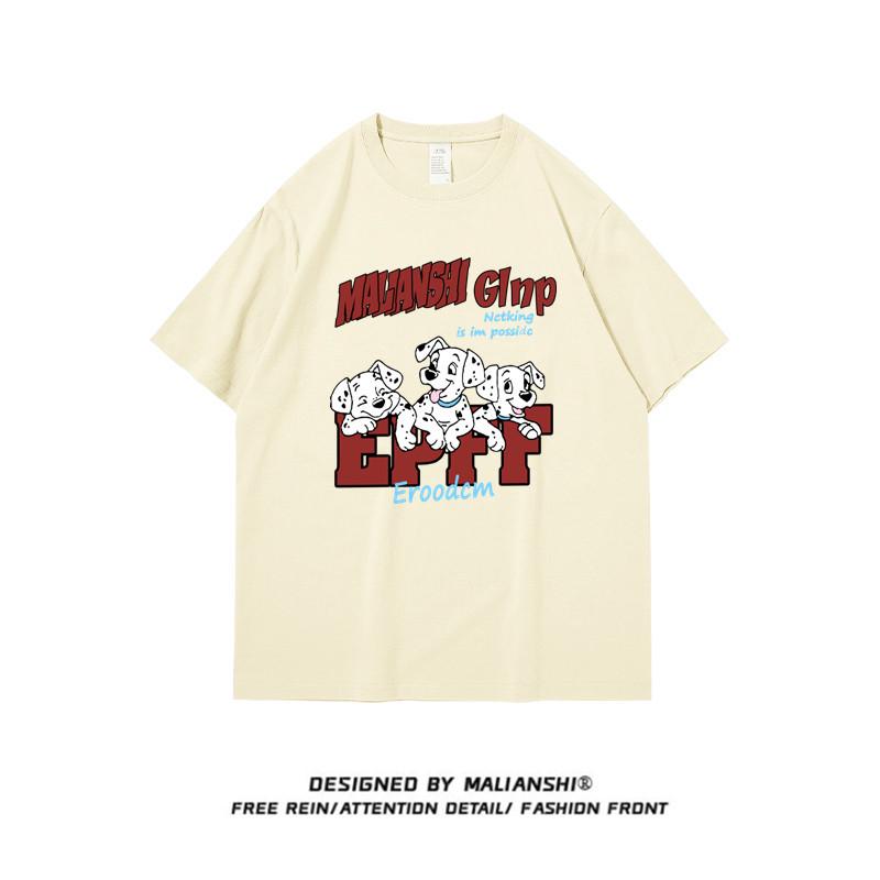 Women’s Plus Size Cartoon Couple Loose Fit Cotton T-Shirt