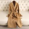 Womens Double-Sided Wool Coat Oversized Longline Trench Style Knee-Length Loose Fit British Elegant Winter Outerwear