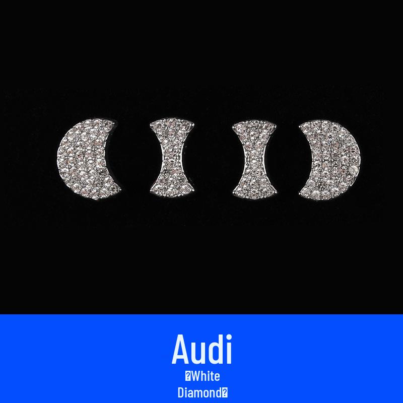 Naklejka z logo na kierownicę z cyrkoniami - Stylowa dekoracja wnętrza samochodu