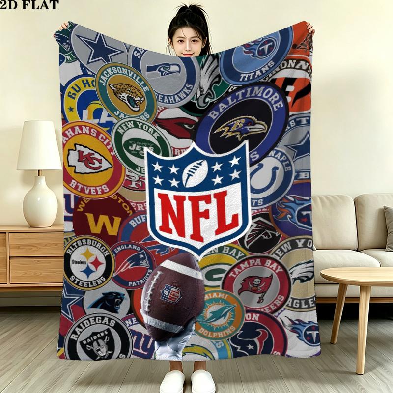 National Football League Print Flannel Blanket, High Quality Comfortable for All Seasons, Home Decor, Warmth and Comfort, Perfect for Christmas Gifts