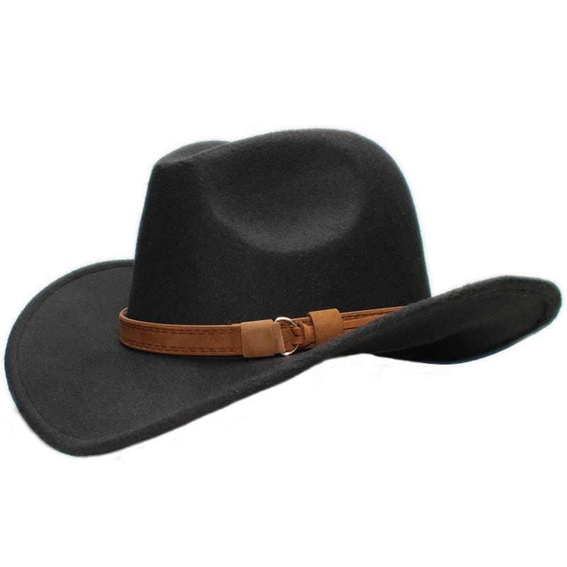 Retro casual lucky knot belt autumn and winter men's and women's woolen trend western denim big edge shading high-quality top hat