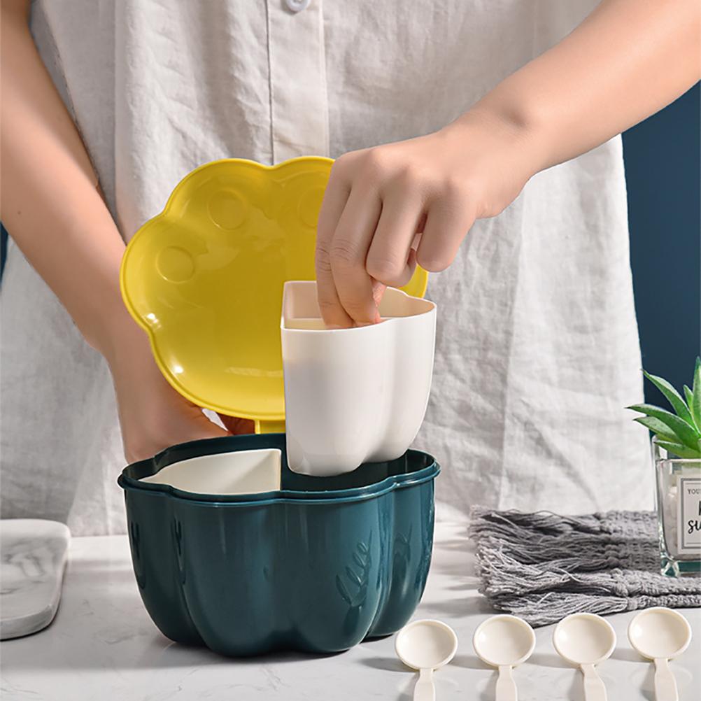 

Seasoning Box Spice Pots Four Compartment Condiment Multi Grid Spice Jar Salt Pepper Dispenser