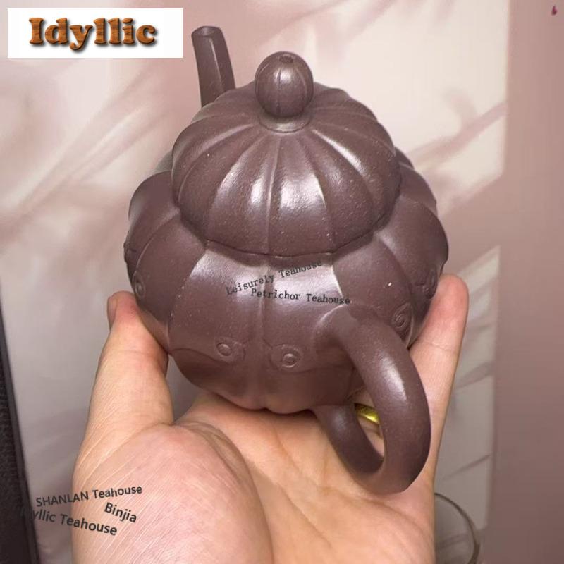 300ml High-end Yixing Purple Clay Teapots Famous Master Handmade Palace Lantern Pot Raw Ore Purple Mud Kettle Zisha Tea Set Gift