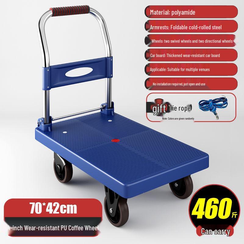 Compact Folding Flatbed Trolley: Silent, Lightweight, Multi-Functional Hand Truck for Pulling and Pushing Goods