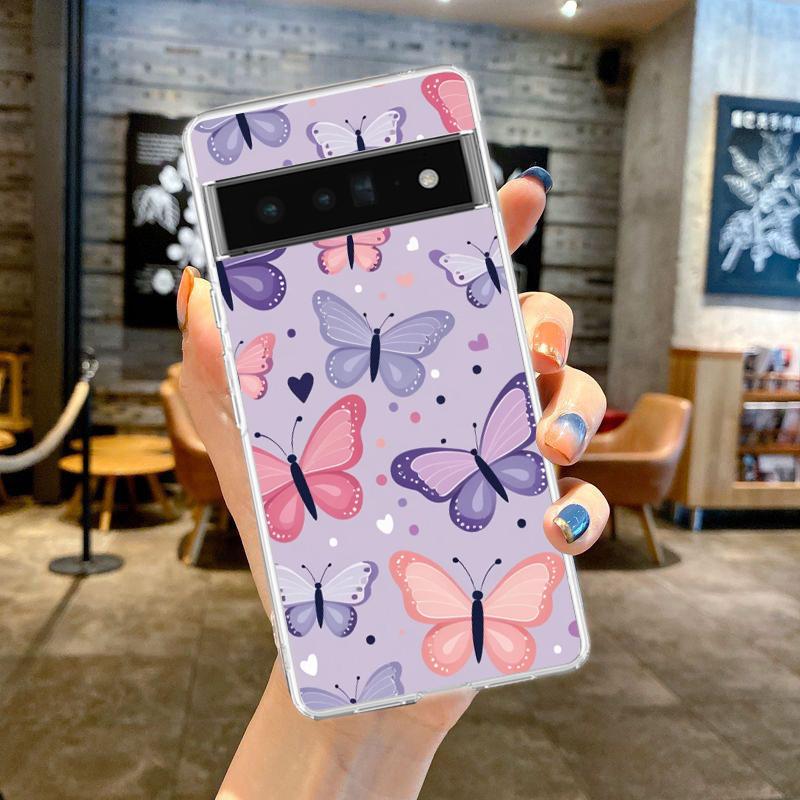For Google Pixel 10 Pro Clear Phone Case Pixel 9 Pro XL Pixel 8 Pro 9A 8A 7A 7 6A 6 Pro Cover Stylish Flower Patterned Design