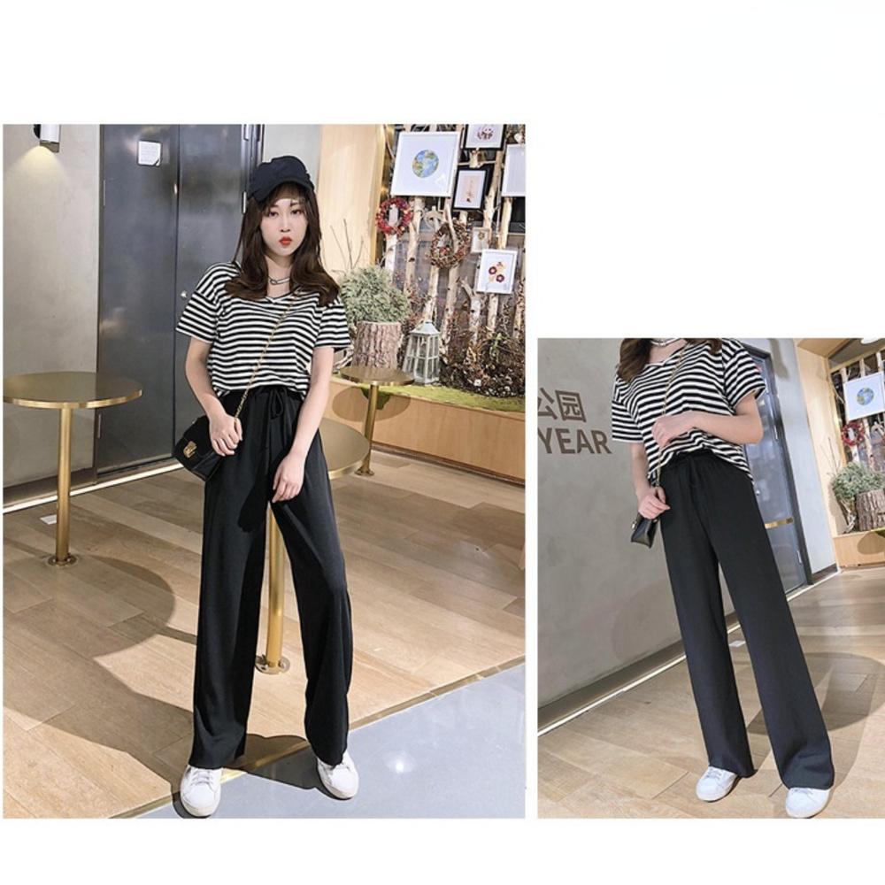 Summer Ladies Ice Silk Light Wide Leg Trousers Girl Solid Color High Waist Loose All-match Straight Casual Pants
